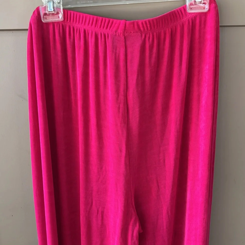 Slinky Brand New w Tag Hot Pink Wide Leg Travel Pants Pull On Stretchy P2X - Picture 5 of 6